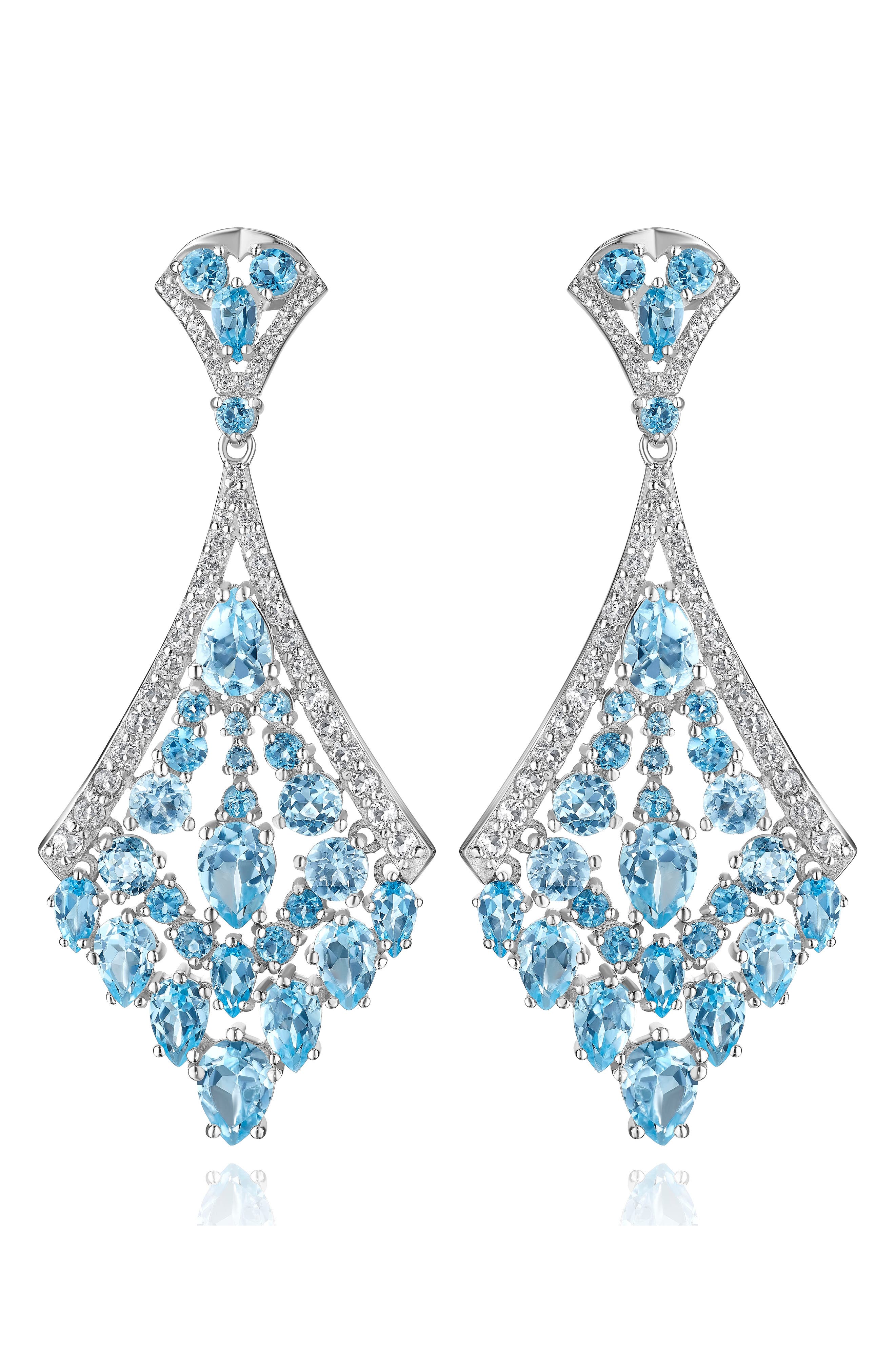 House of Frosted Blue & White Topaz Drop Earrings