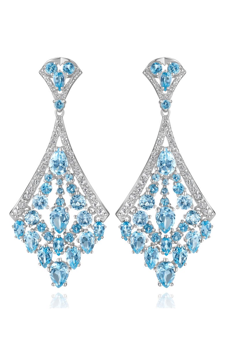 House of Frosted Blue & White Topaz Drop Earrings, Main, color, Silver/ Topaz