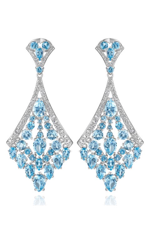 Blue & White Topaz Drop Earrings