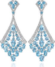 House of Frosted Blue & White Topaz Drop Earrings