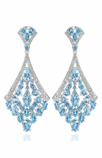 House of Frosted Blue & White Topaz Drop Earrings