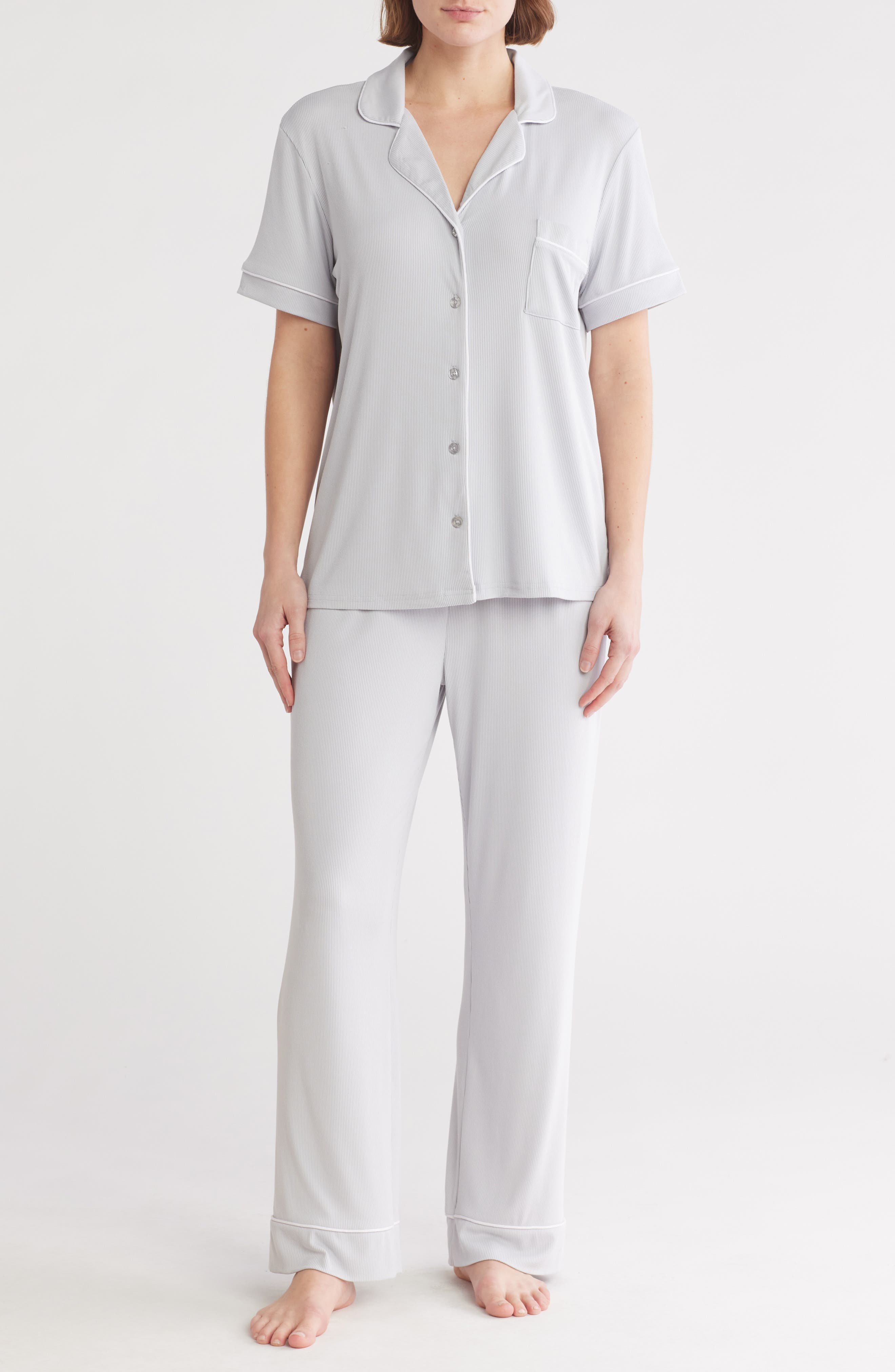 Nicole Miller Short Sleeve Notch Pajamas | Nordstromrack