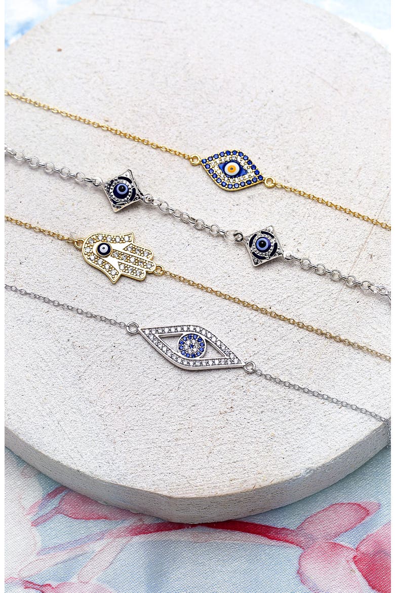 TURKISH EVIL EYE LINK BRACELET, Alternate, color, NAVY