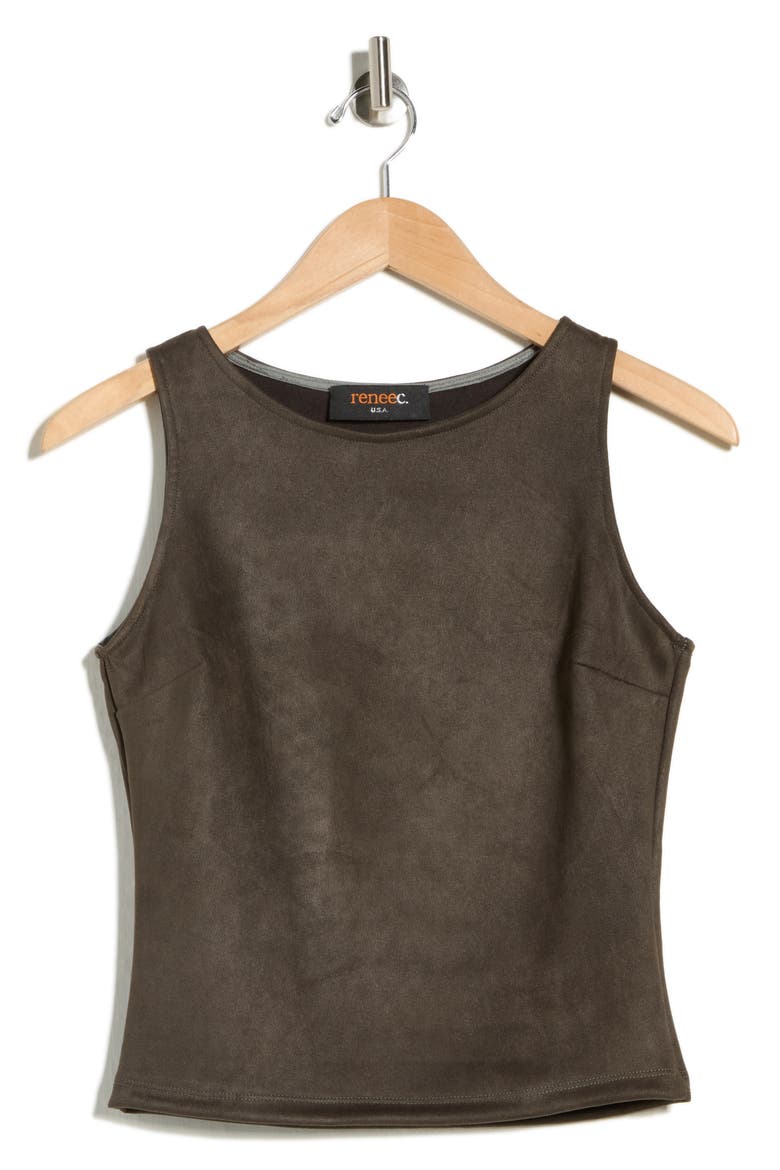 Faux Suede Sleeveless Top, Alternate, color, OLIVE