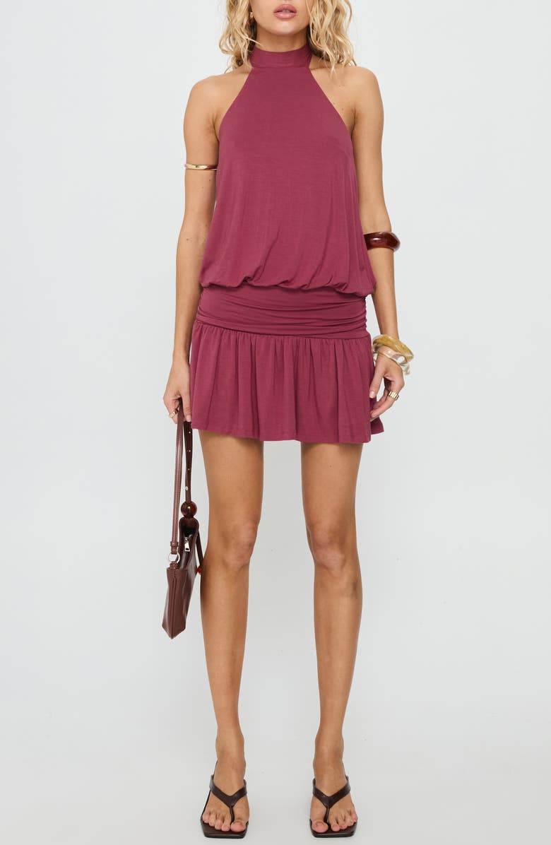 Princess Polly Lealeia Halter Minidress, Main, color, Plum