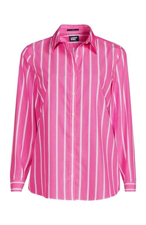 Lands' End Plus Size No Iron Button Front Shirt In Apple Blossom Classic Stripe