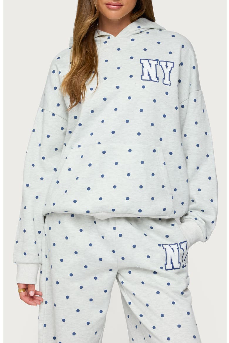 NY Babe Polka Dot Hoodie, Main, color, GRAY-MELANGE