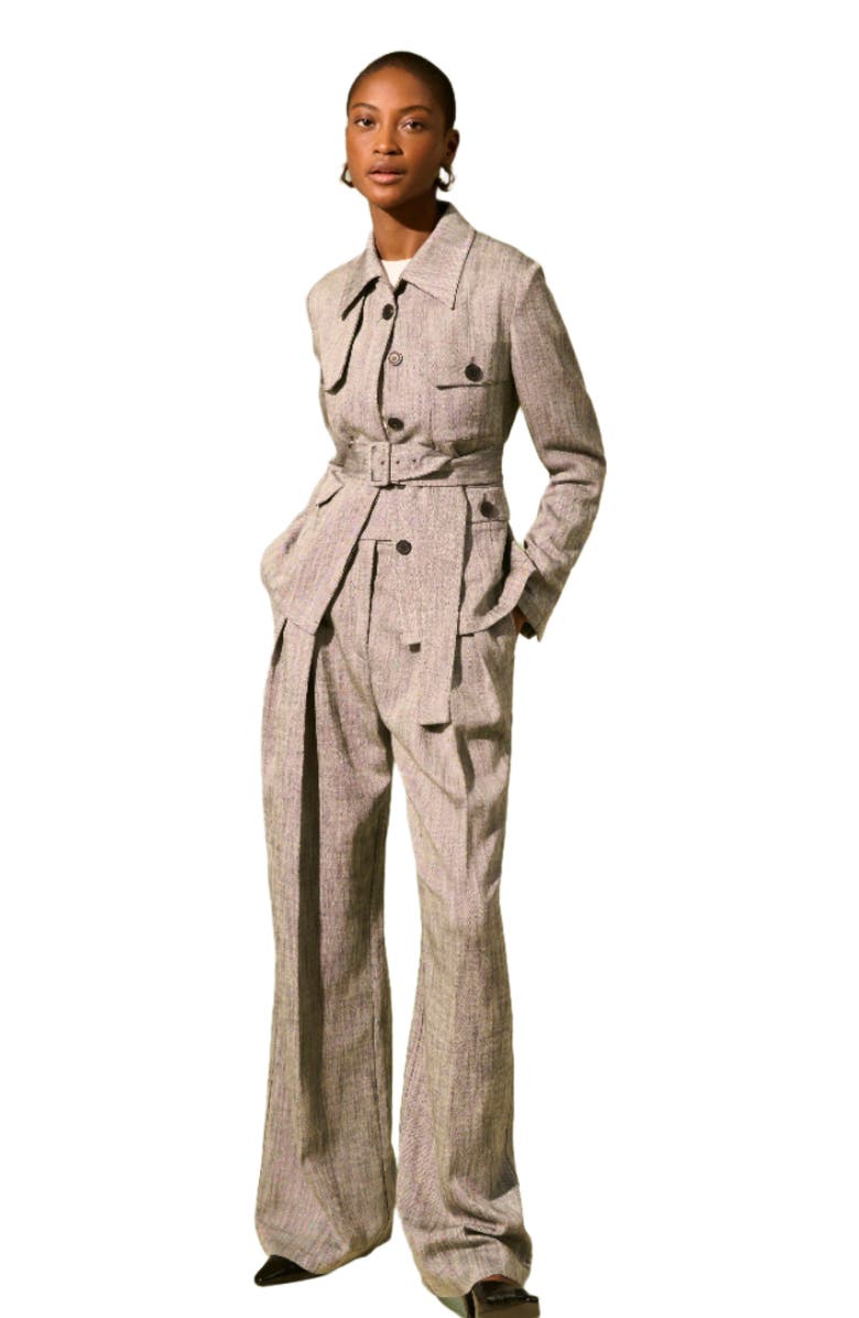 M.M.LaFleur Bronny Cummerbund Trouser - Porto Weave, Alternate, color, Black/White