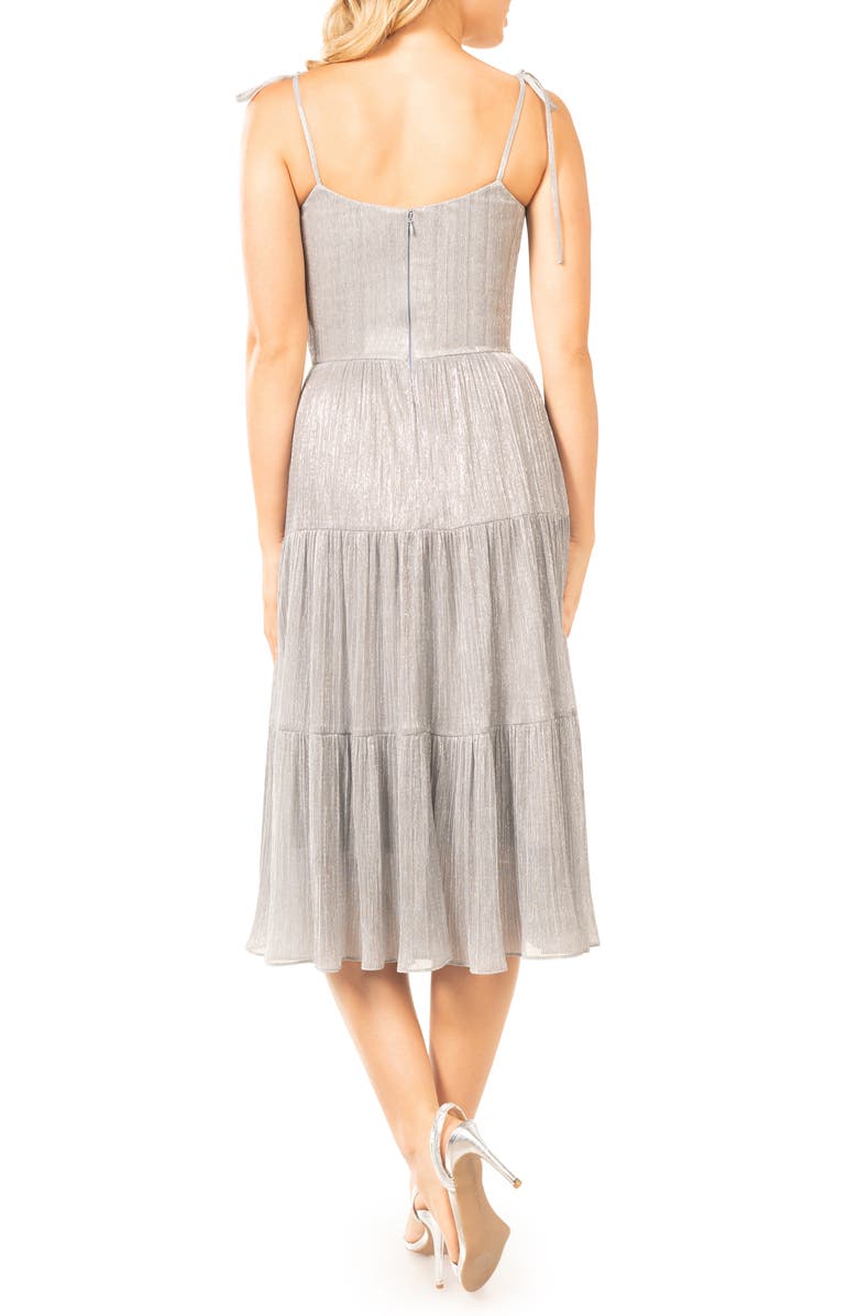 Dress the Population Dream Metallic Tiered Midi Dress, Alternate, color, Dove Multi