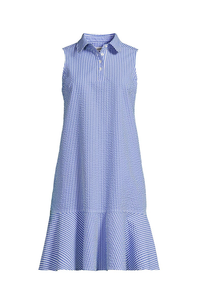 Lands' End Seersucker Tennis Dress, Alternate, color, Clear Blue/White Stripe