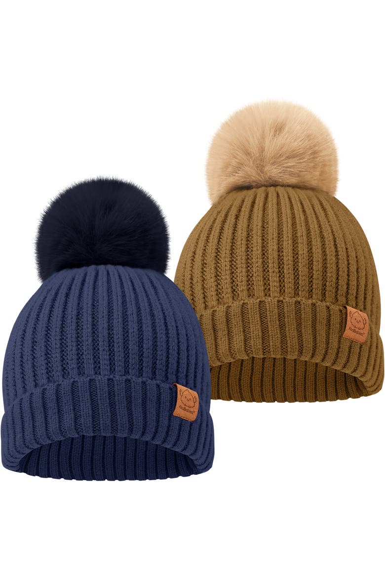 2-Pack Pom Knitted Beanie, Main, color, Blast