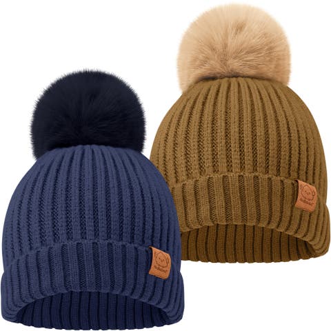 2-Pack Pom Knitted Beanie