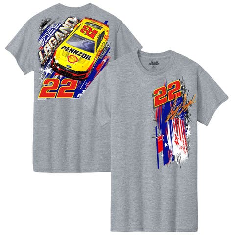 Men's Team Penske Heather Gray Joey Logano Shell-Pennzoil Car T-Shirt