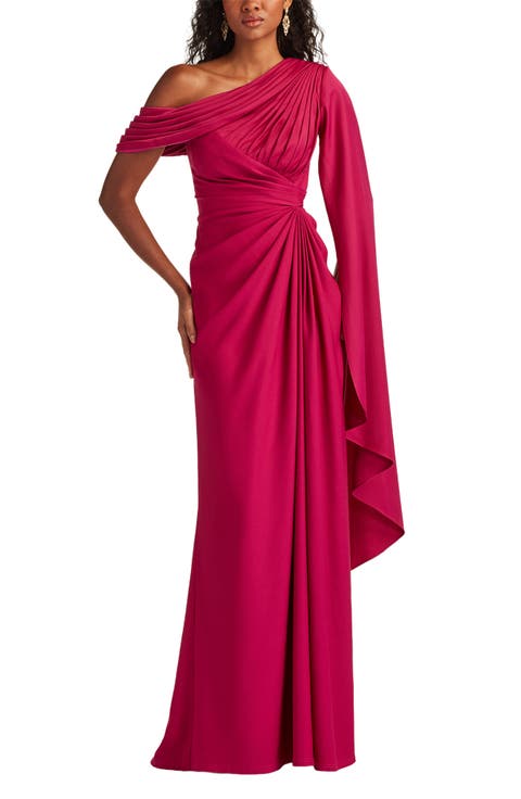 Ember One-Shoulder Draped Gown