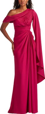 Tadashi Shoji Ember One-Shoulder Draped Gown