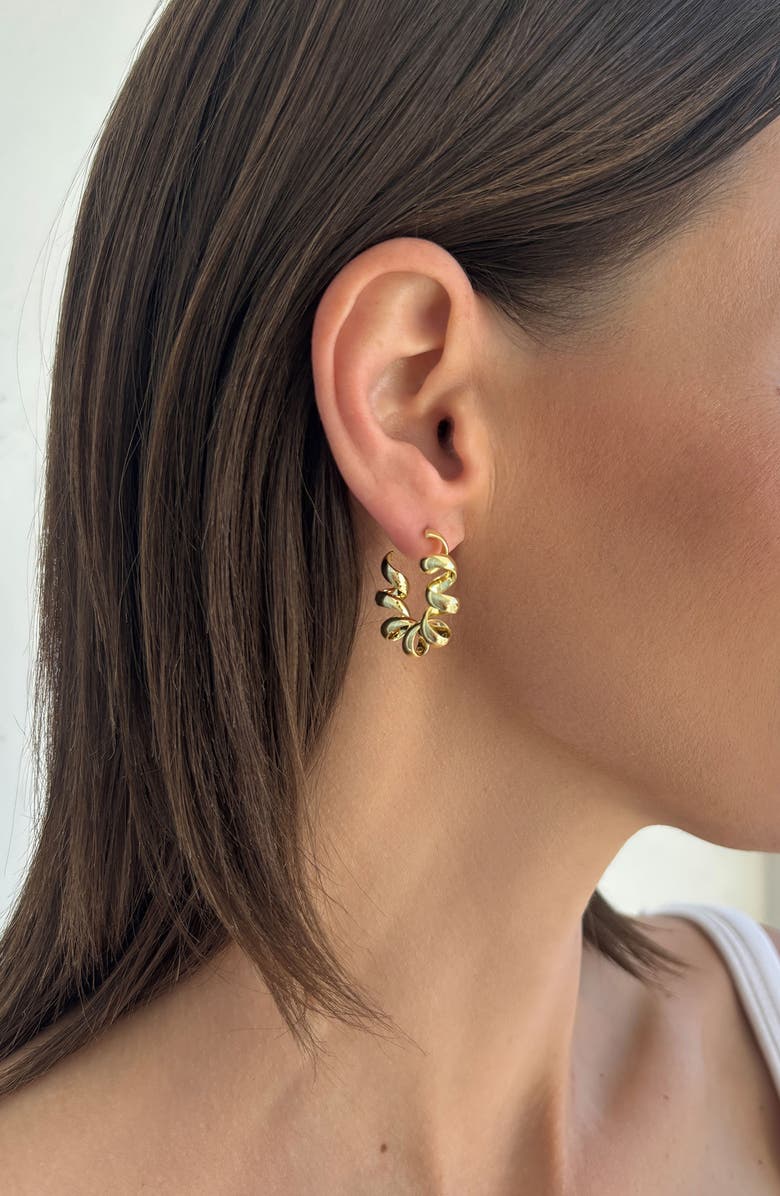 Adornia 14K Gold Plated Coiled Hoop Earrings, Alternate, color, Gold