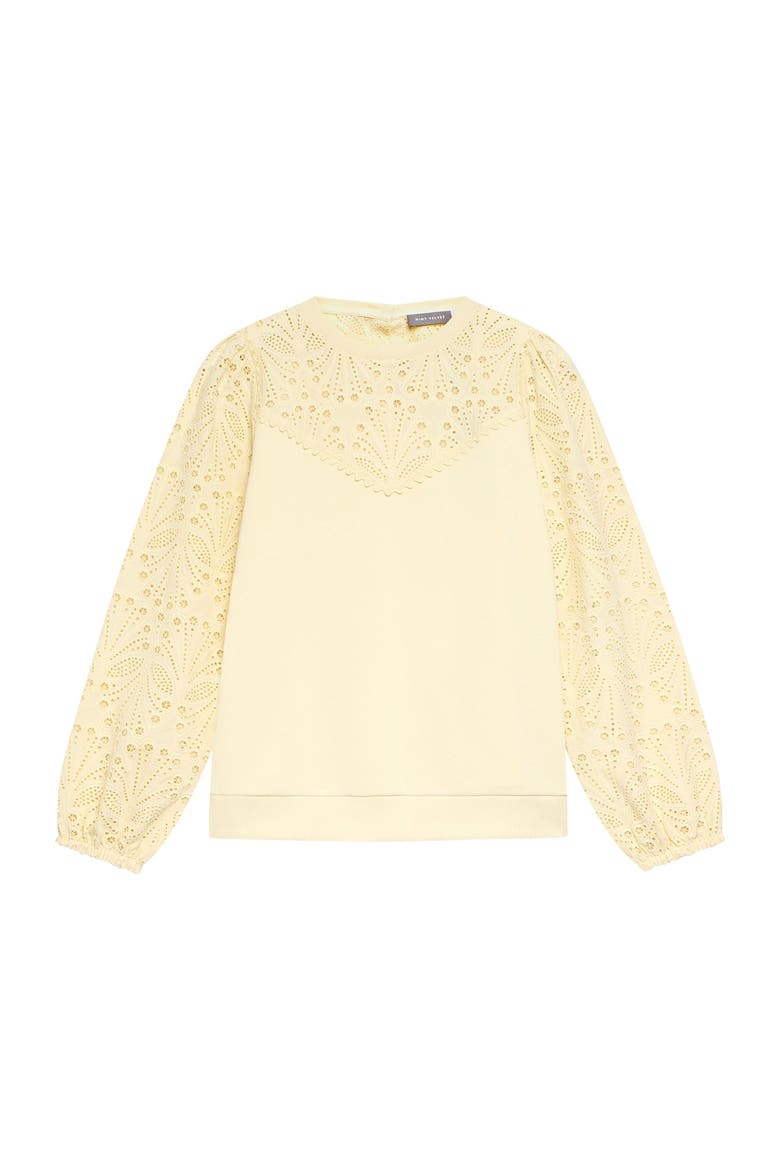 Cotton Blend Broderie Sweatshirt, Alternate, color, Yellow