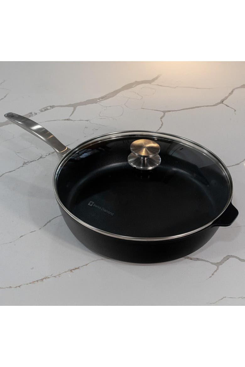 CHD Nonstick Saute Pan with Glass Lid, 3.8 qt, Alternate, color, Black