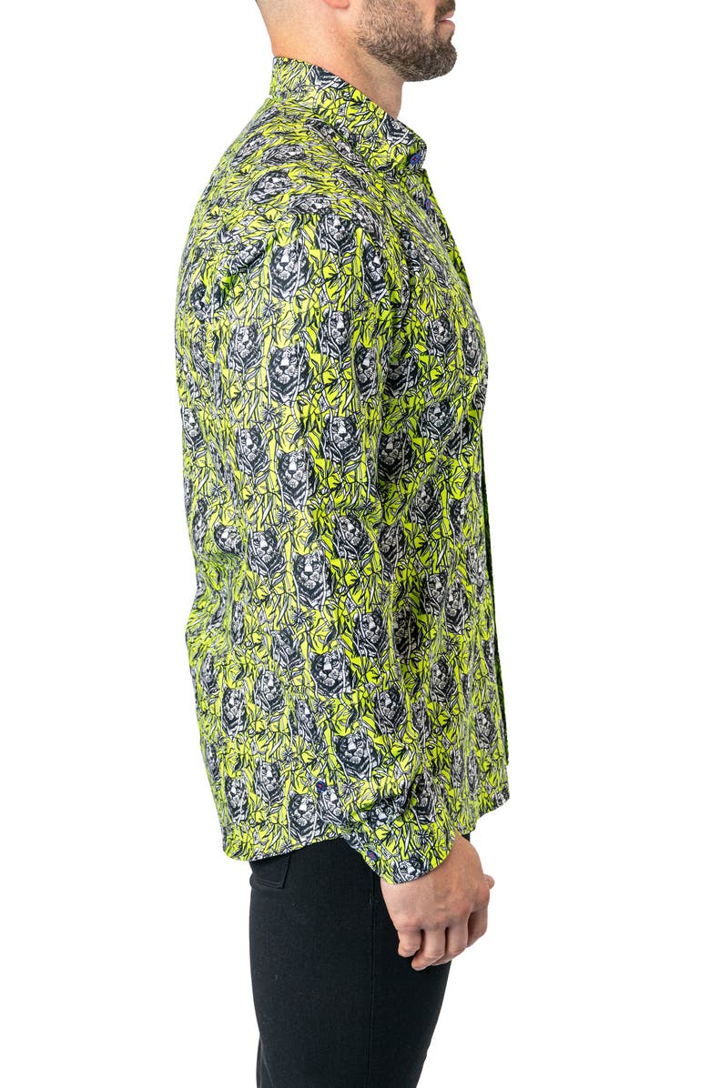Maceoo Fibonacci Jungle Cotton Button-Up Shirt, Alternate, color, Green