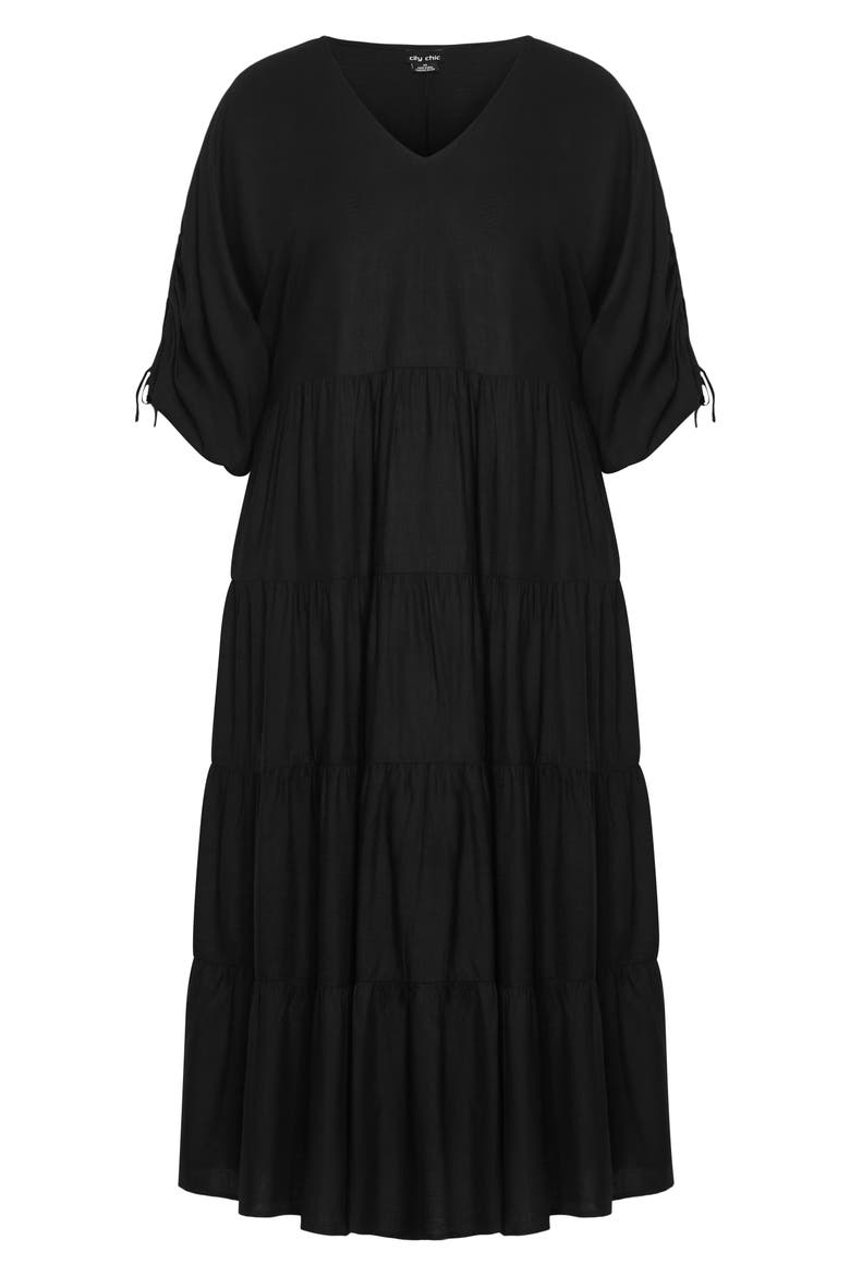 Jenna Puff Sleeve Dress, Alternate, color, BLACK