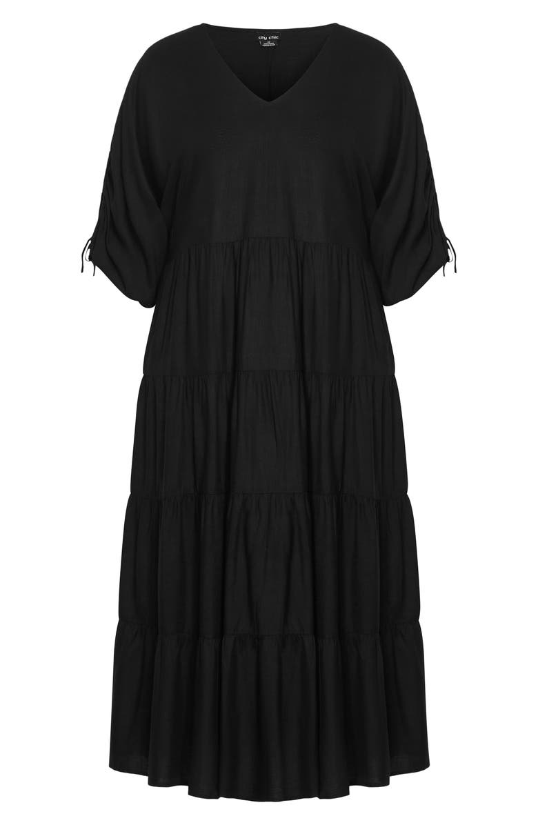 City Chic Jenna Puff Sleeve Dress, Alternate, color, Black