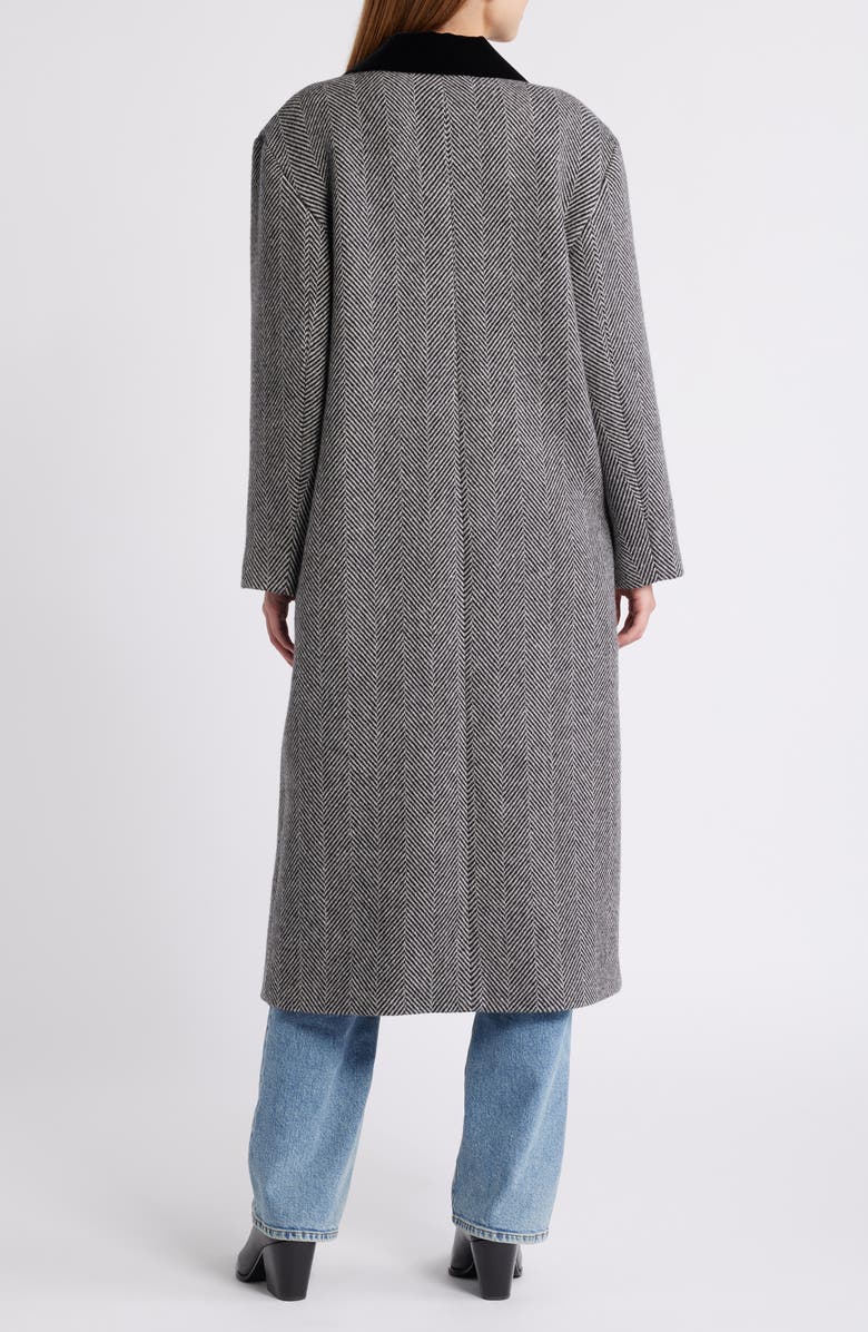 FRAME Herringbone Wool Blend Longline Coat, Alternate, color, Black Multi