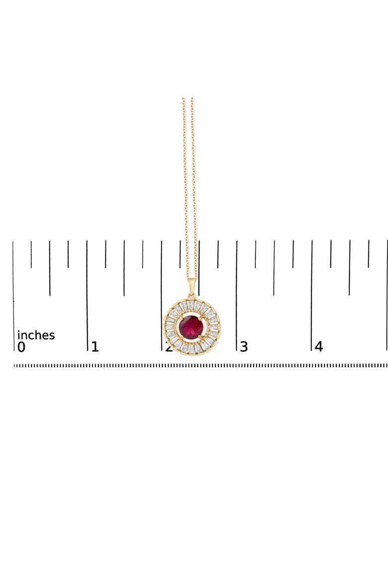14K Yellow Gold Plated Sterling Silver Lab Grown Ruby and Diamond Medallion Pendant Necklace, Alternate, color, Yellow Gold over Silver