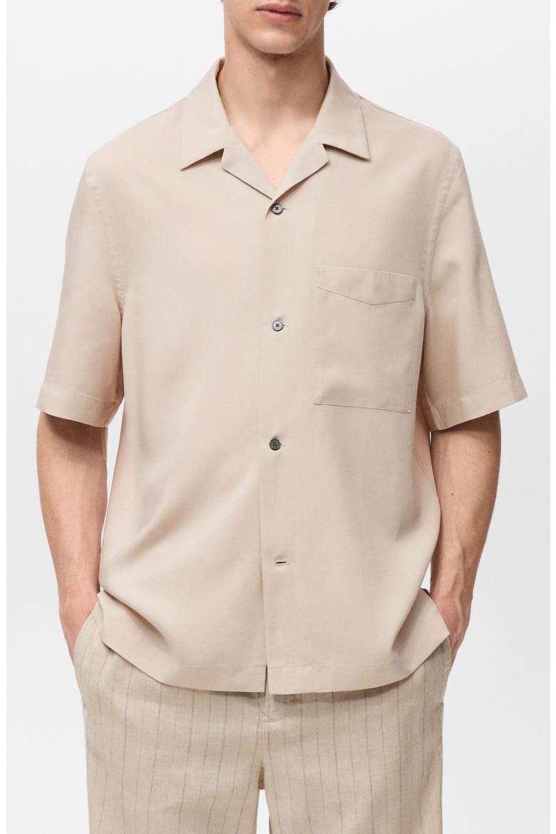 Regular Fit Lyocell Camp Shirt, Main, color, SAND