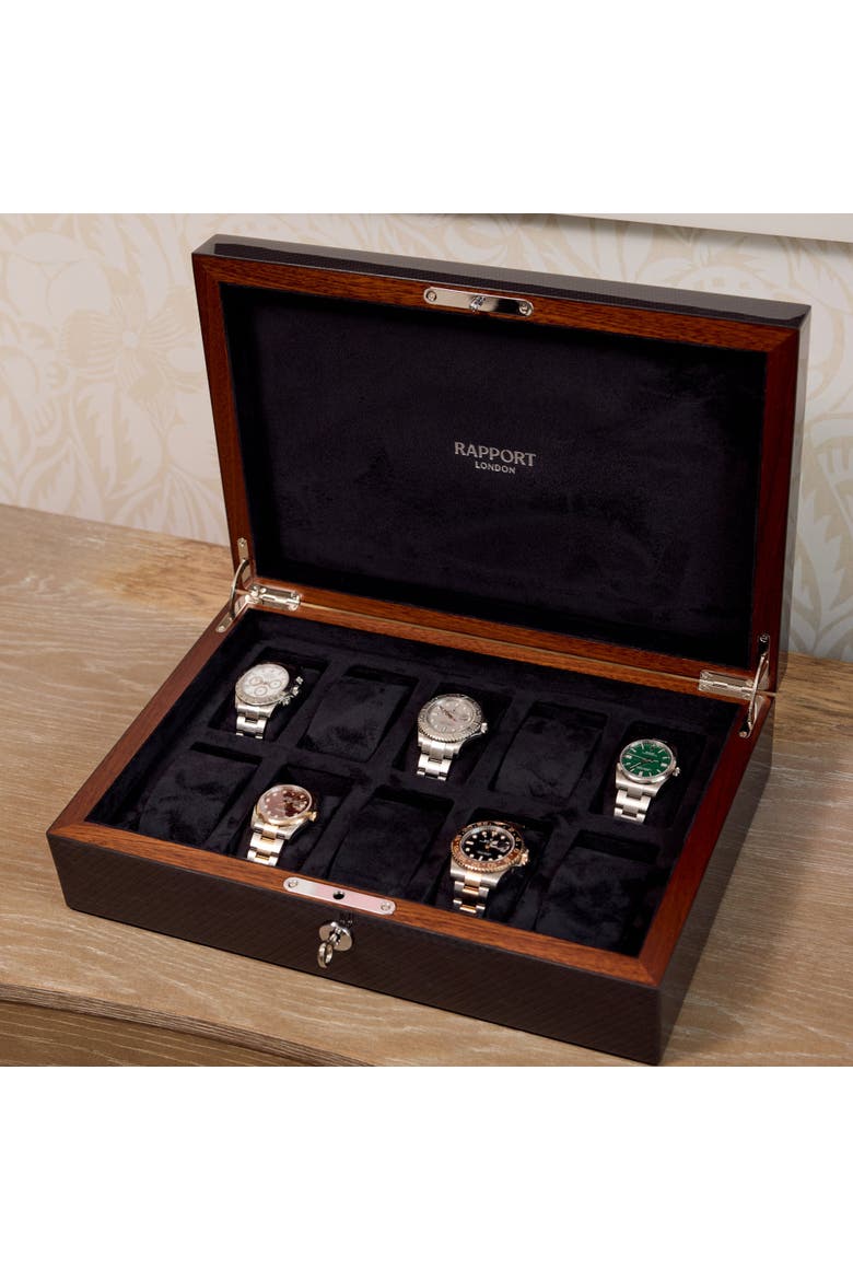 Carbon Fibre Ten Watch Box, Alternate, color, Grey