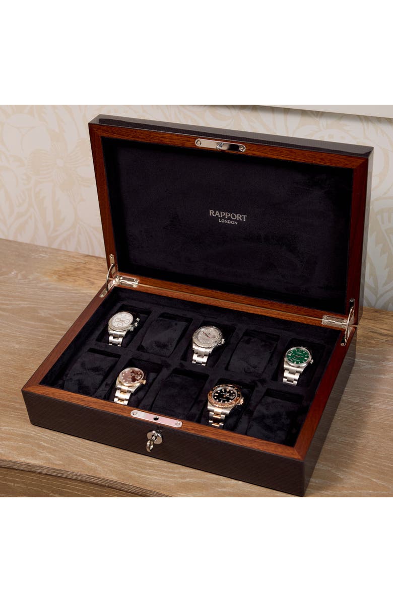 Rapport London Carbon Fibre Ten Watch Box, Alternate, color, Grey