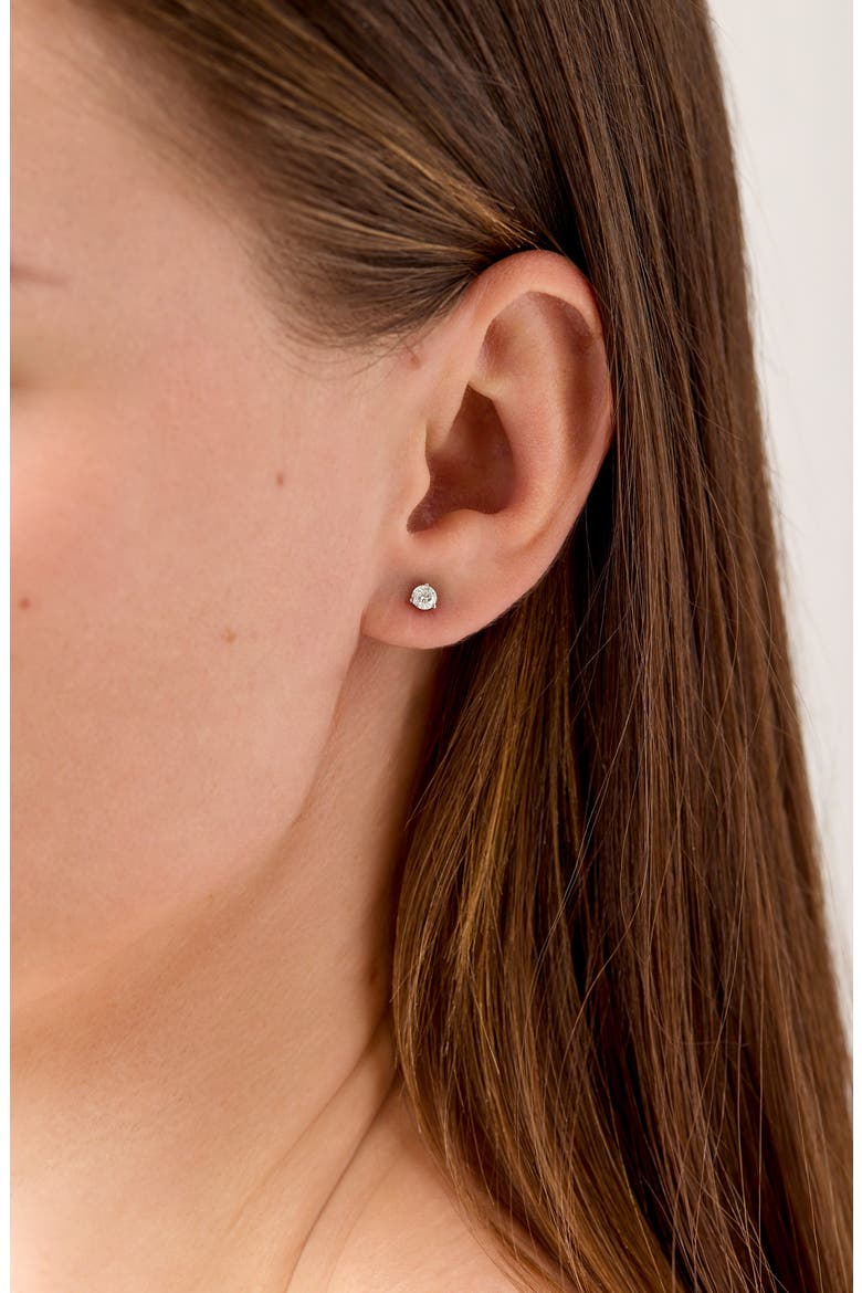 18K Gold Round Cut Diamond Stud Earrings - 2.50ct.–4ct., Alternate, color, 18k White Gold
