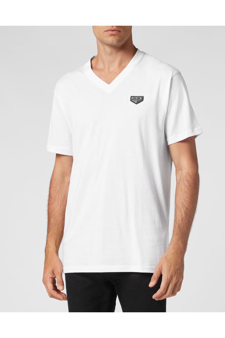 T-Shirt V-Neck Ss Men, Main, color, white