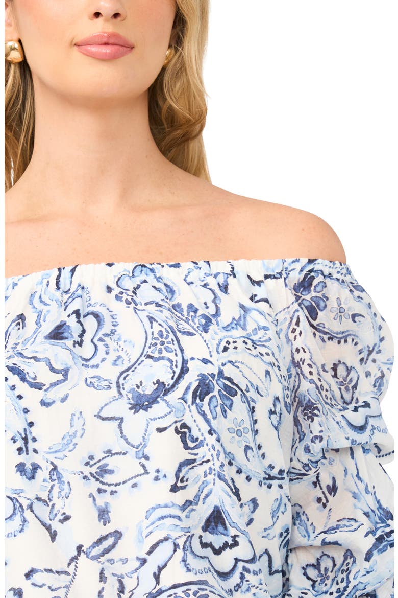 Off the Shoulder Bubble Sleeve Top, Alternate, color, FROSTING BLUE