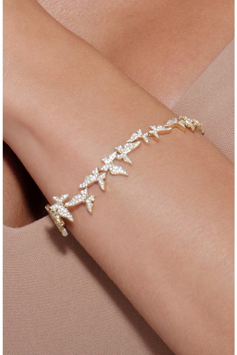 Pavé Diamond Butterfly Bracelet, Alternate, color, WHITE GOLD