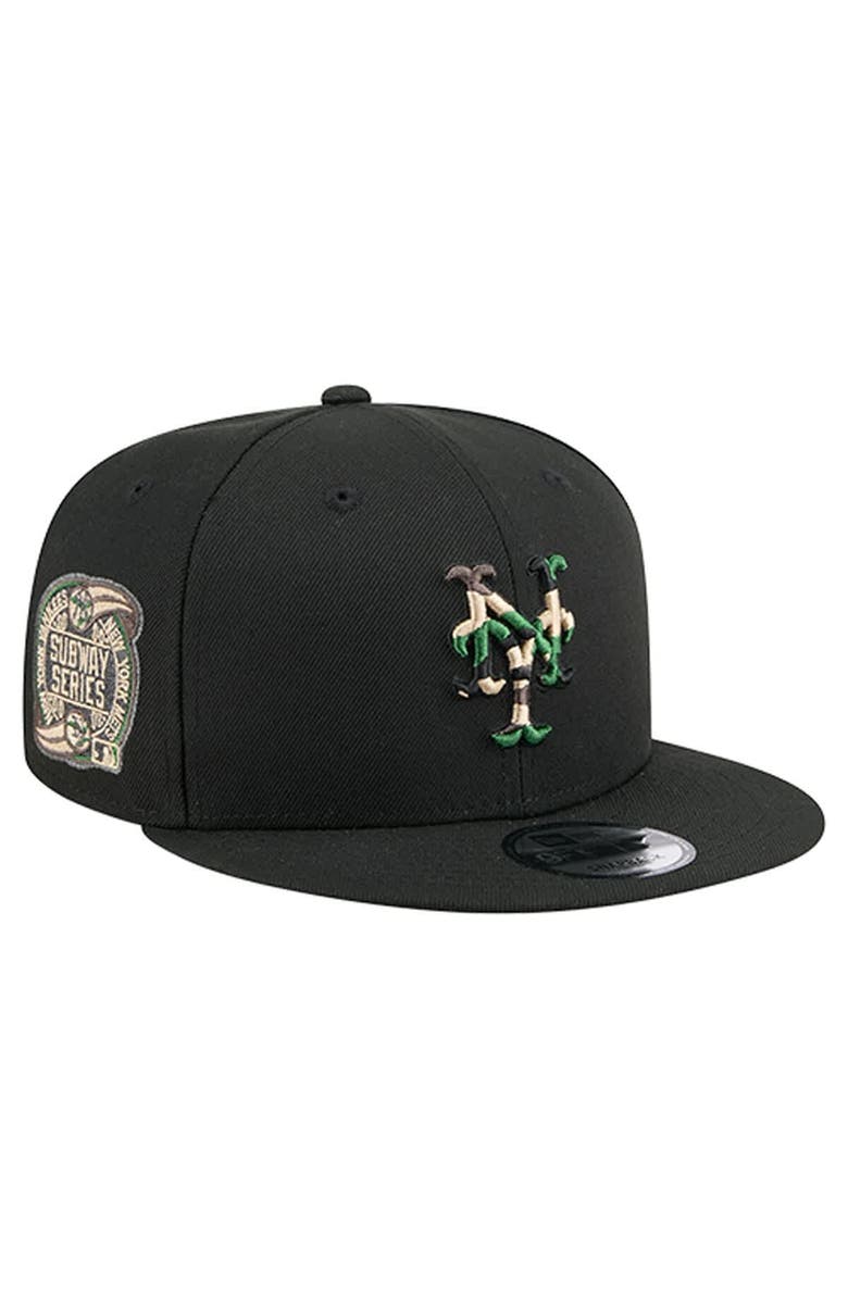 New Era Men's New Era Black New York Mets Camo Subway Series 9FIFTY Snapback Hat, Main, color,
