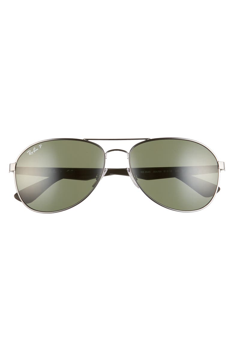 61mm Polarized Aviator Sunglasses, Alternate, color, GUNMETAL