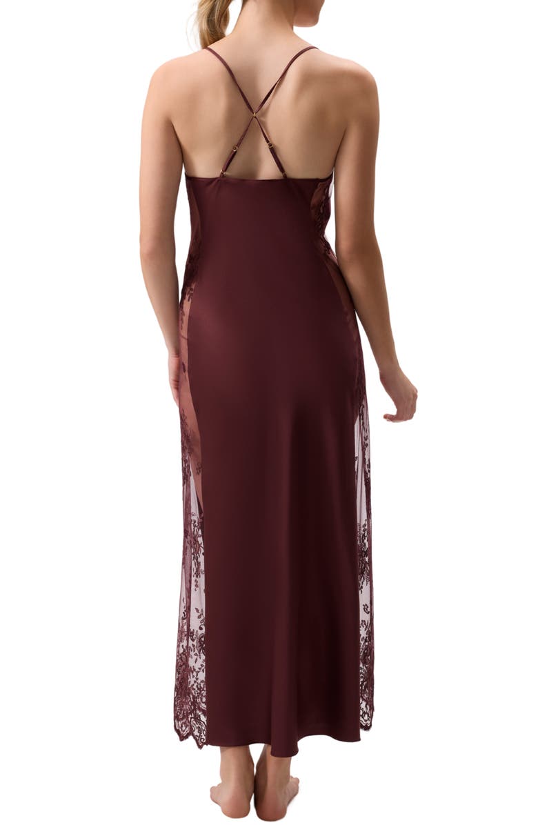 Rya Collection Darling Satin & Lace Nightgown, Alternate, color, Truffle