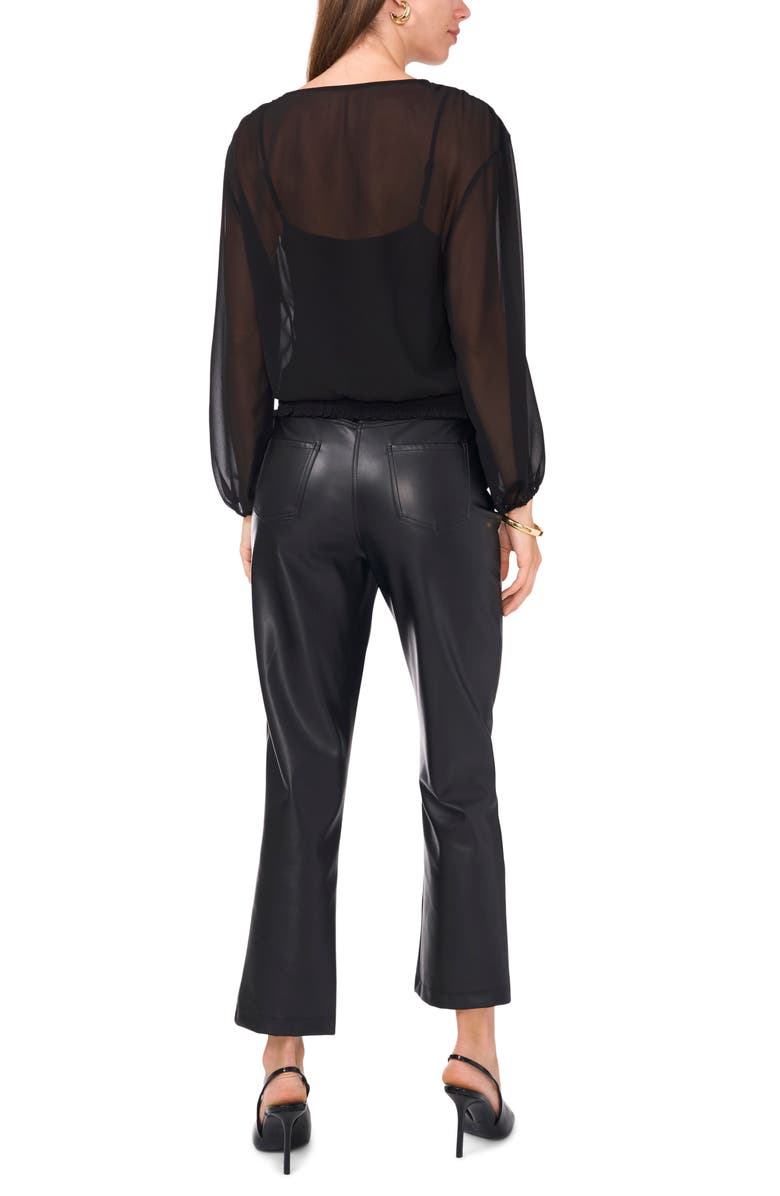 Vince Camuto Sequin Surplice Long Sleeve Top, Alternate, color, Rich Black