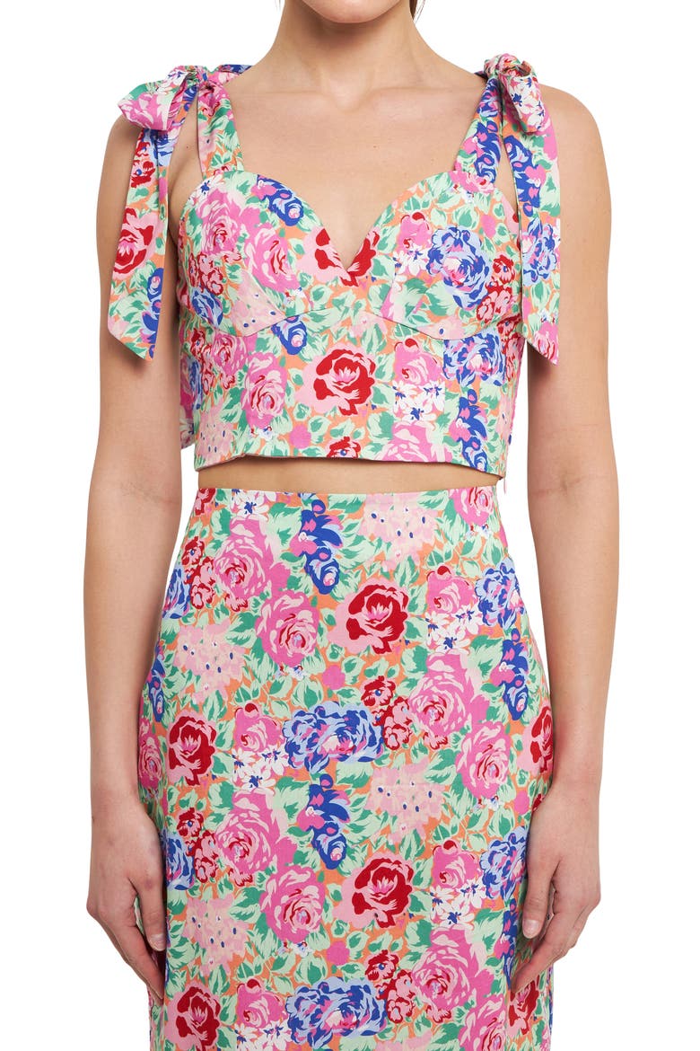 Floral Print Crop Tank, Alternate, color, CORAL MULTI