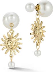 SPHERA MILANO Faux Pearl Sun Drop Earrings