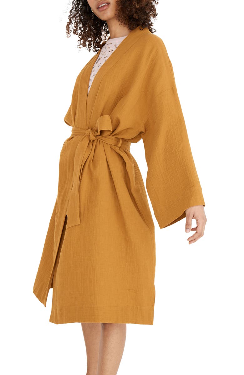 Madewell Double Gauze Cotton Robe, Alternate, color, Antique Gold