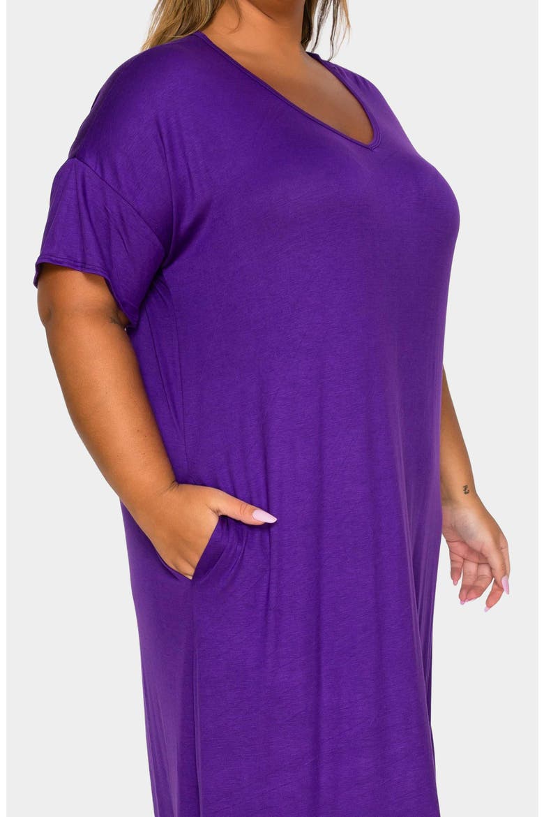 Olivia Short Sleeve Midi Dress, Alternate, color, PURPLE