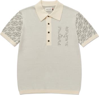 Jacquard Knit Pattern Polo Sweater