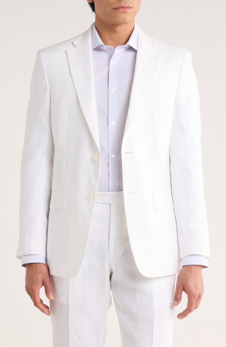 Tommy Hilfiger Two Button Notch Lapel Woven Linen Sport Coat, Main, color, White Solid