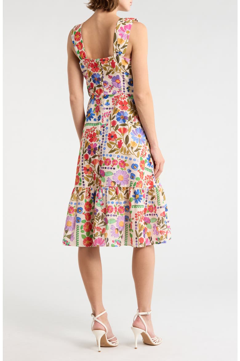 Floral Wide Strap Fit & Flare Midi Dress, Alternate, color, IVORY MULT