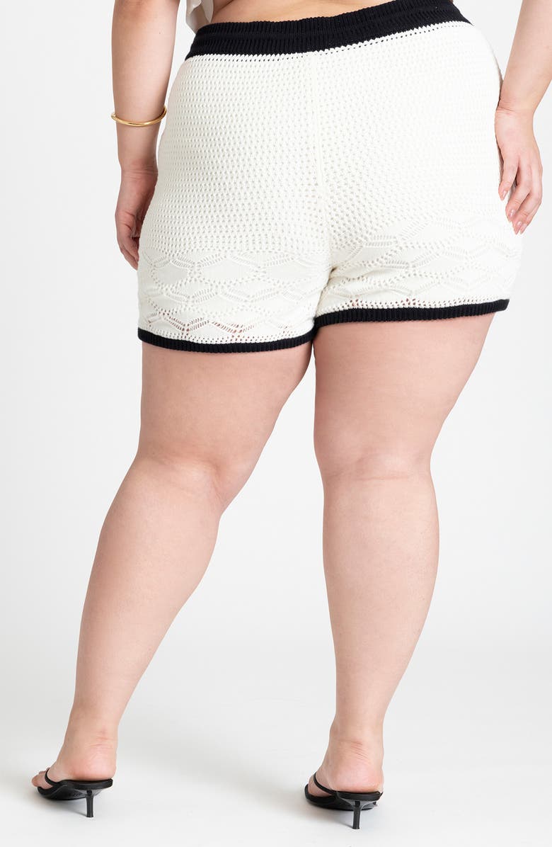 ELOQUII Drawstring Pointelle Sweater Shorts, Alternate, color, 