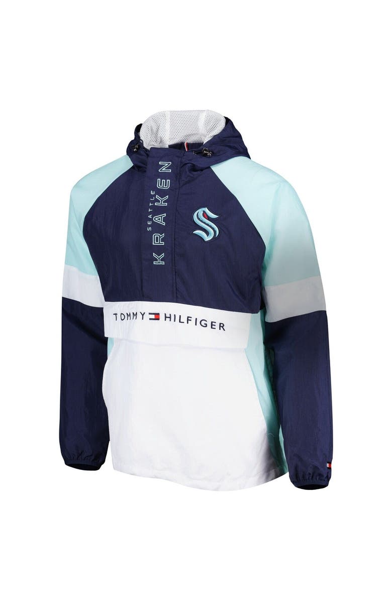 Tommy Hilfiger Men's Tommy Hilfiger Deep Sea Blue/White Seattle Kraken Raglan Half-Zip Jacket, Alternate, color, Blue