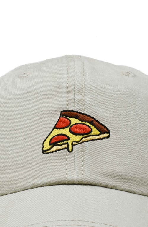 Dalix Pizza Slice Embroidered Dad Hat In Washed Stone White