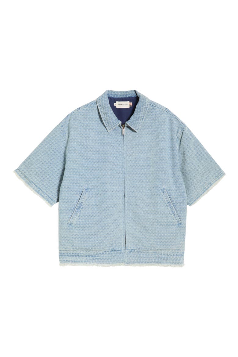 Cotton Blend Zip Front Shirt, Alternate, color, LIGHT INDIGO