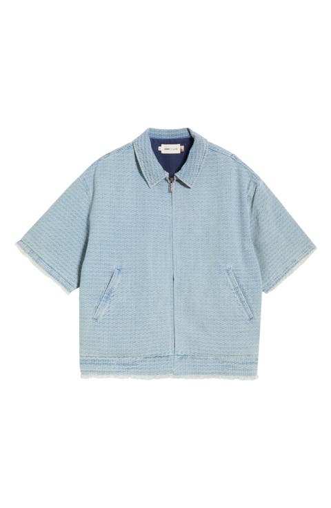 Cotton Blend Zip Front Shirt